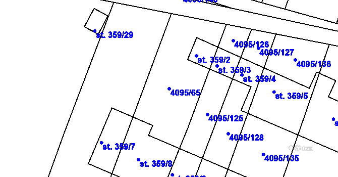 Parcela st. 4095/65 v KÚ Vémyslice, Katastrální mapa