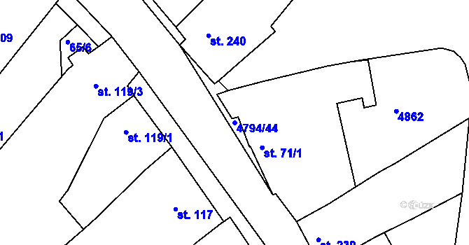 Parcela st. 4794/44 v KÚ Vémyslice, Katastrální mapa