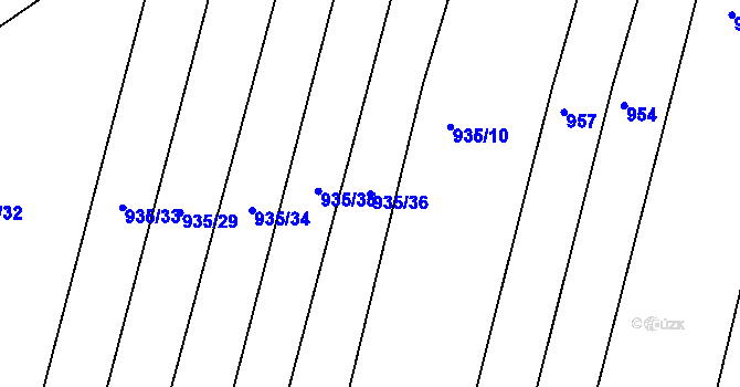 Parcela st. 935/36 v KÚ Vémyslice, Katastrální mapa