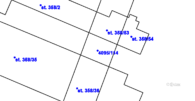 Parcela st. 4095/114 v KÚ Vémyslice, Katastrální mapa