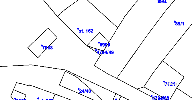 Parcela st. 4794/49 v KÚ Vémyslice, Katastrální mapa