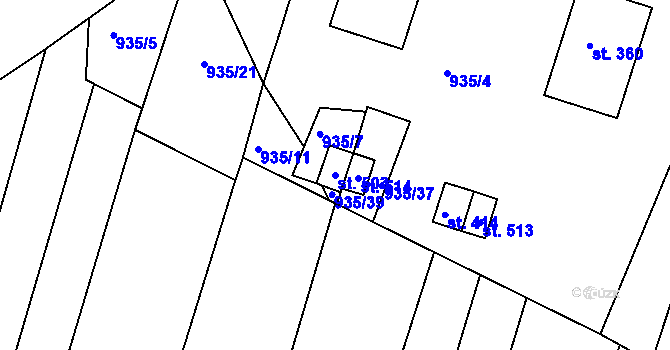 Parcela st. 503 v KÚ Vémyslice, Katastrální mapa