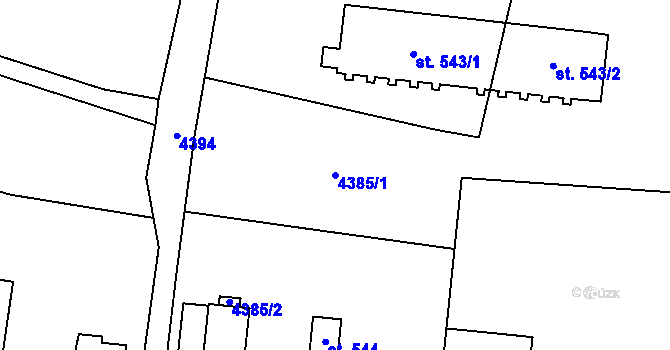 Parcela st. 4385/1 v KÚ Vendolí, Katastrální mapa