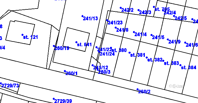 Parcela st. 241/24 v KÚ Vendolí, Katastrální mapa