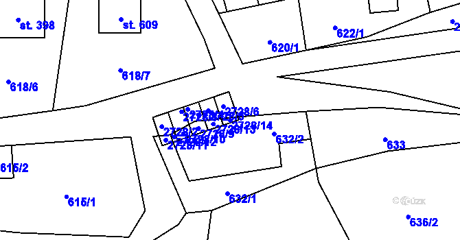 Parcela st. 2728/14 v KÚ Vendolí, Katastrální mapa