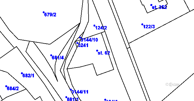 Parcela st. 62 v KÚ Vendolí, Katastrální mapa