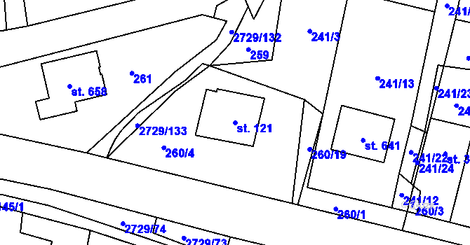 Parcela st. 121 v KÚ Vendolí, Katastrální mapa