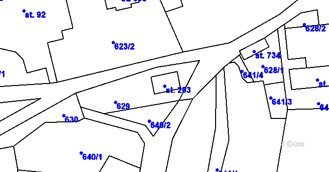 Parcela st. 293 v KÚ Vendolí, Katastrální mapa