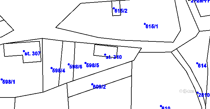 Parcela st. 310 v KÚ Vendolí, Katastrální mapa