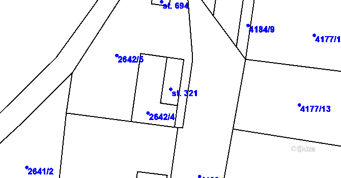 Parcela st. 321 v KÚ Vendolí, Katastrální mapa