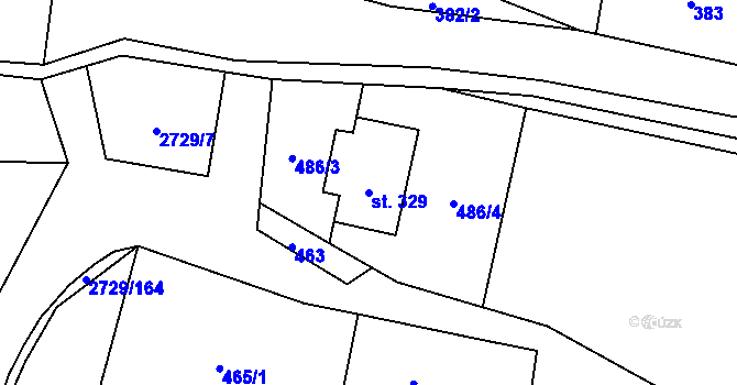 Parcela st. 329 v KÚ Vendolí, Katastrální mapa