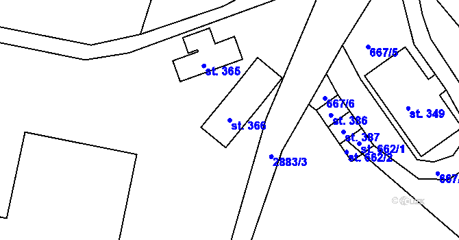 Parcela st. 366 v KÚ Vendolí, Katastrální mapa