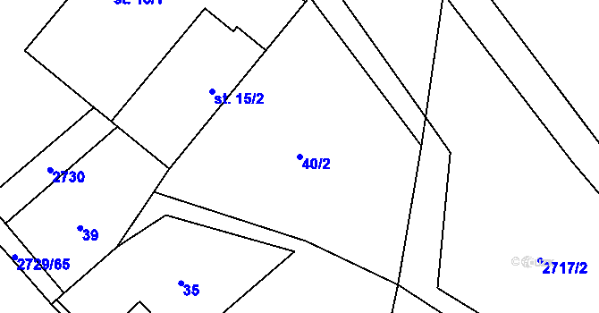 Parcela st. 40/2 v KÚ Vendolí, Katastrální mapa