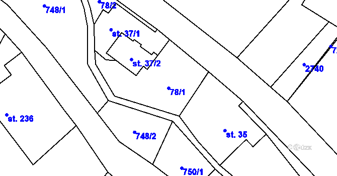 Parcela st. 78/1 v KÚ Vendolí, Katastrální mapa