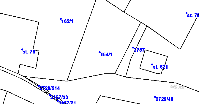 Parcela st. 154/1 v KÚ Vendolí, Katastrální mapa