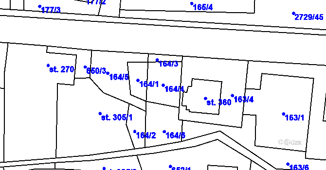 Parcela st. 164/4 v KÚ Vendolí, Katastrální mapa