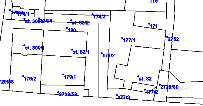 Parcela st. 178/2 v KÚ Vendolí, Katastrální mapa