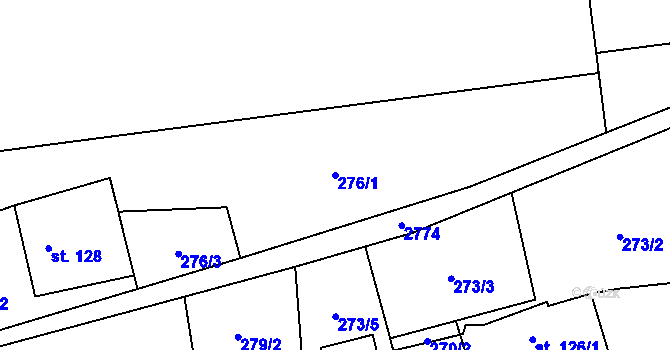 Parcela st. 276/1 v KÚ Vendolí, Katastrální mapa