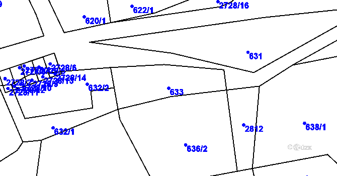 Parcela st. 633 v KÚ Vendolí, Katastrální mapa