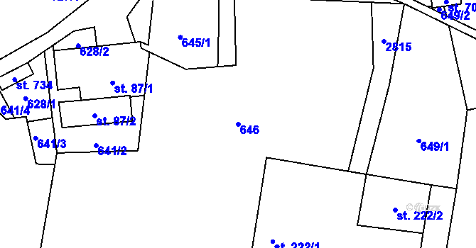 Parcela st. 646 v KÚ Vendolí, Katastrální mapa