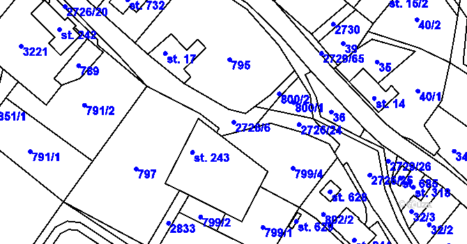 Parcela st. 2726/6 v KÚ Vendolí, Katastrální mapa