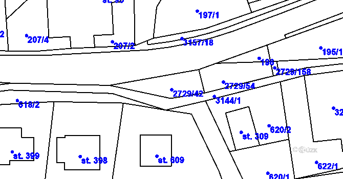 Parcela st. 2729/42 v KÚ Vendolí, Katastrální mapa