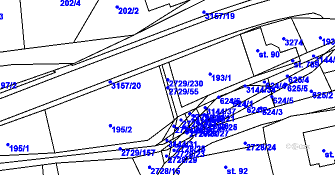 Parcela st. 2729/55 v KÚ Vendolí, Katastrální mapa
