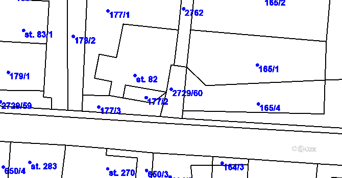 Parcela st. 2729/60 v KÚ Vendolí, Katastrální mapa