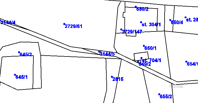 Parcela st. 3144/5 v KÚ Vendolí, Katastrální mapa