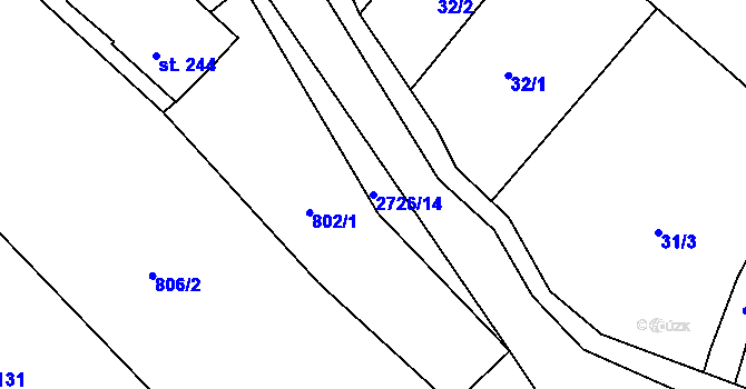 Parcela st. 2726/14 v KÚ Vendolí, Katastrální mapa