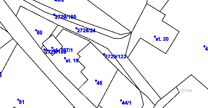 Parcela st. 2729/123 v KÚ Vendolí, Katastrální mapa