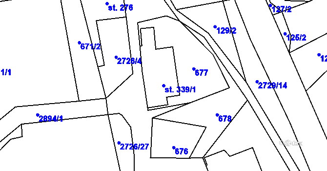 Parcela st. 339/1 v KÚ Vendolí, Katastrální mapa