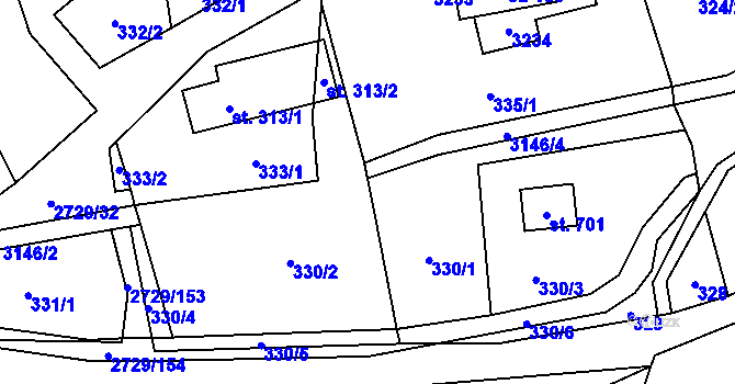 Parcela st. 330/7 v KÚ Vendolí, Katastrální mapa