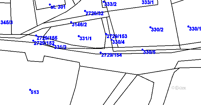 Parcela st. 2729/154 v KÚ Vendolí, Katastrální mapa