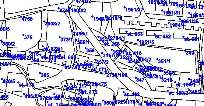 Parcela st. 3157/1 v KÚ Vendolí, Katastrální mapa
