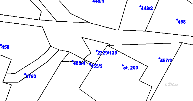 Parcela st. 2729/138 v KÚ Vendolí, Katastrální mapa