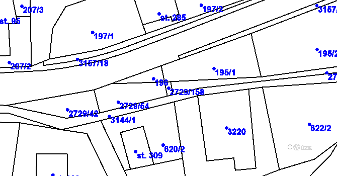 Parcela st. 2729/158 v KÚ Vendolí, Katastrální mapa