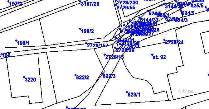 Parcela st. 2728/15 v KÚ Vendolí, Katastrální mapa