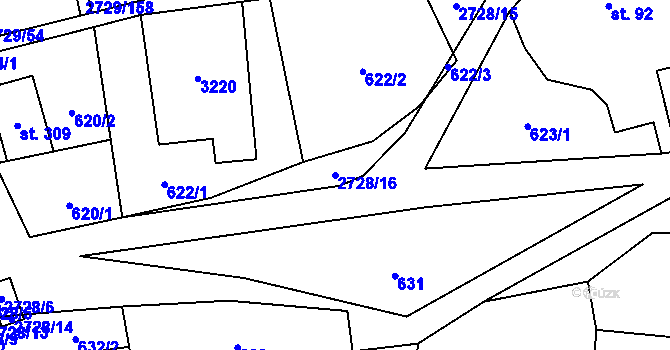Parcela st. 2728/16 v KÚ Vendolí, Katastrální mapa