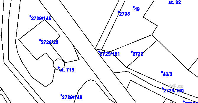 Parcela st. 2729/161 v KÚ Vendolí, Katastrální mapa
