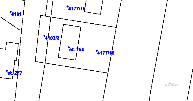 Parcela st. 4177/16 v KÚ Vendolí, Katastrální mapa