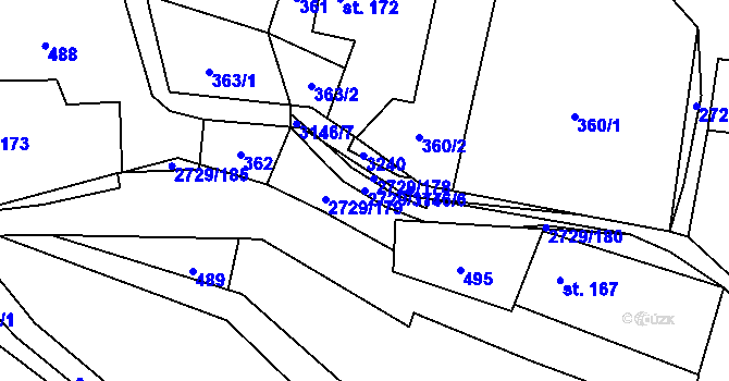 Parcela st. 2729/177 v KÚ Vendolí, Katastrální mapa