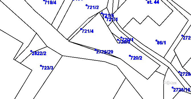 Parcela st. 2726/29 v KÚ Vendolí, Katastrální mapa