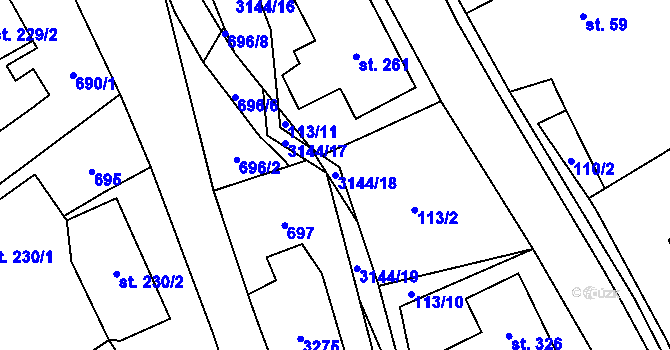 Parcela st. 3144/18 v KÚ Vendolí, Katastrální mapa