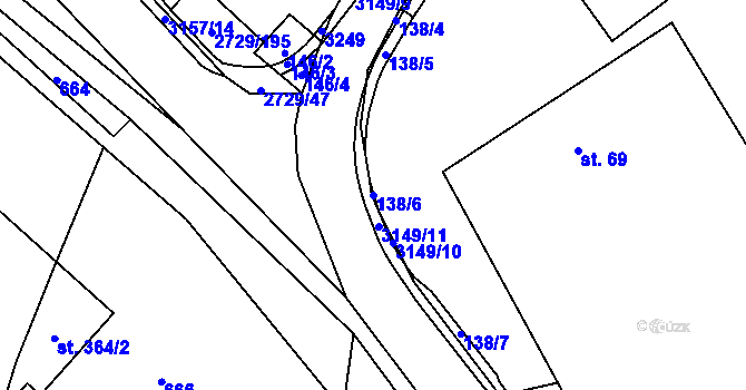 Parcela st. 138/6 v KÚ Vendolí, Katastrální mapa