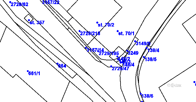 Parcela st. 2729/195 v KÚ Vendolí, Katastrální mapa