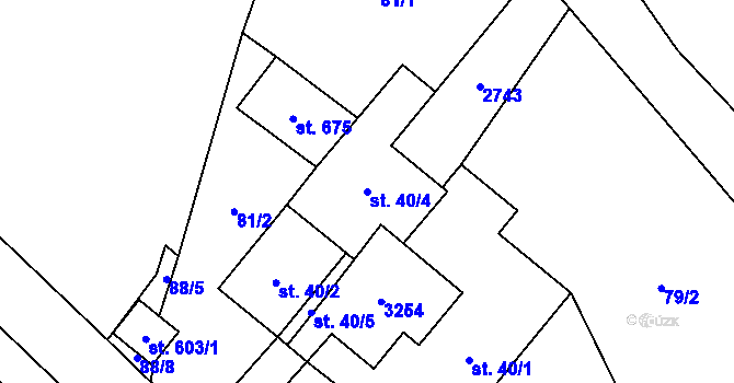 Parcela st. 40/4 v KÚ Vendolí, Katastrální mapa