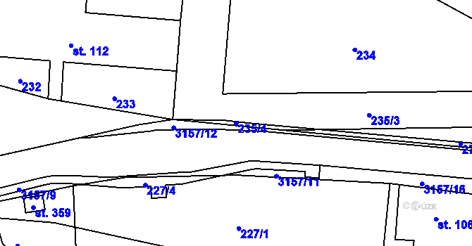 Parcela st. 235/4 v KÚ Vendolí, Katastrální mapa