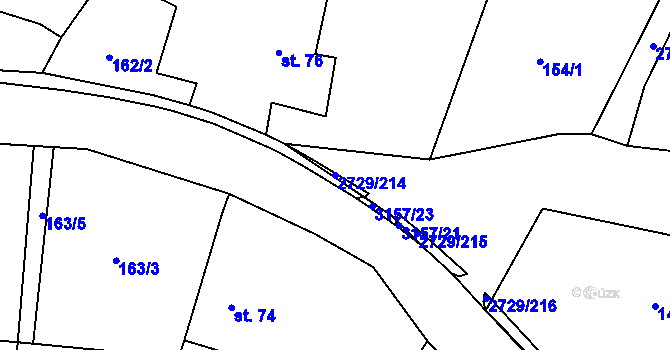 Parcela st. 2729/214 v KÚ Vendolí, Katastrální mapa