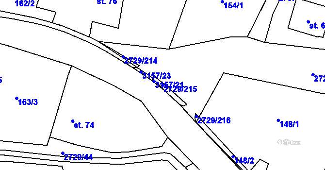 Parcela st. 2729/215 v KÚ Vendolí, Katastrální mapa